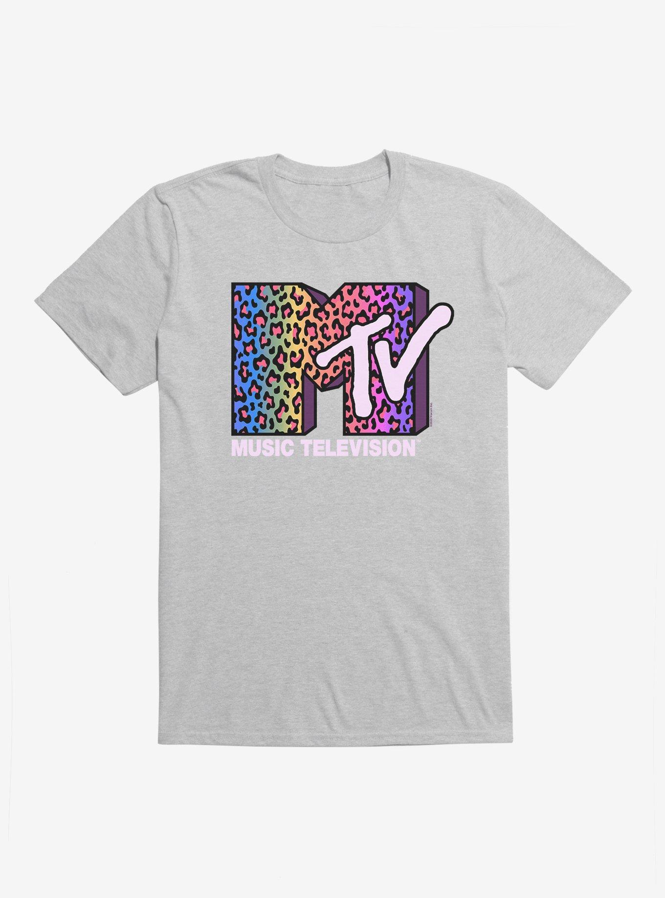 MTV Rainbow Cheetah Logo T-Shirt, HEATHER GREY, hi-res