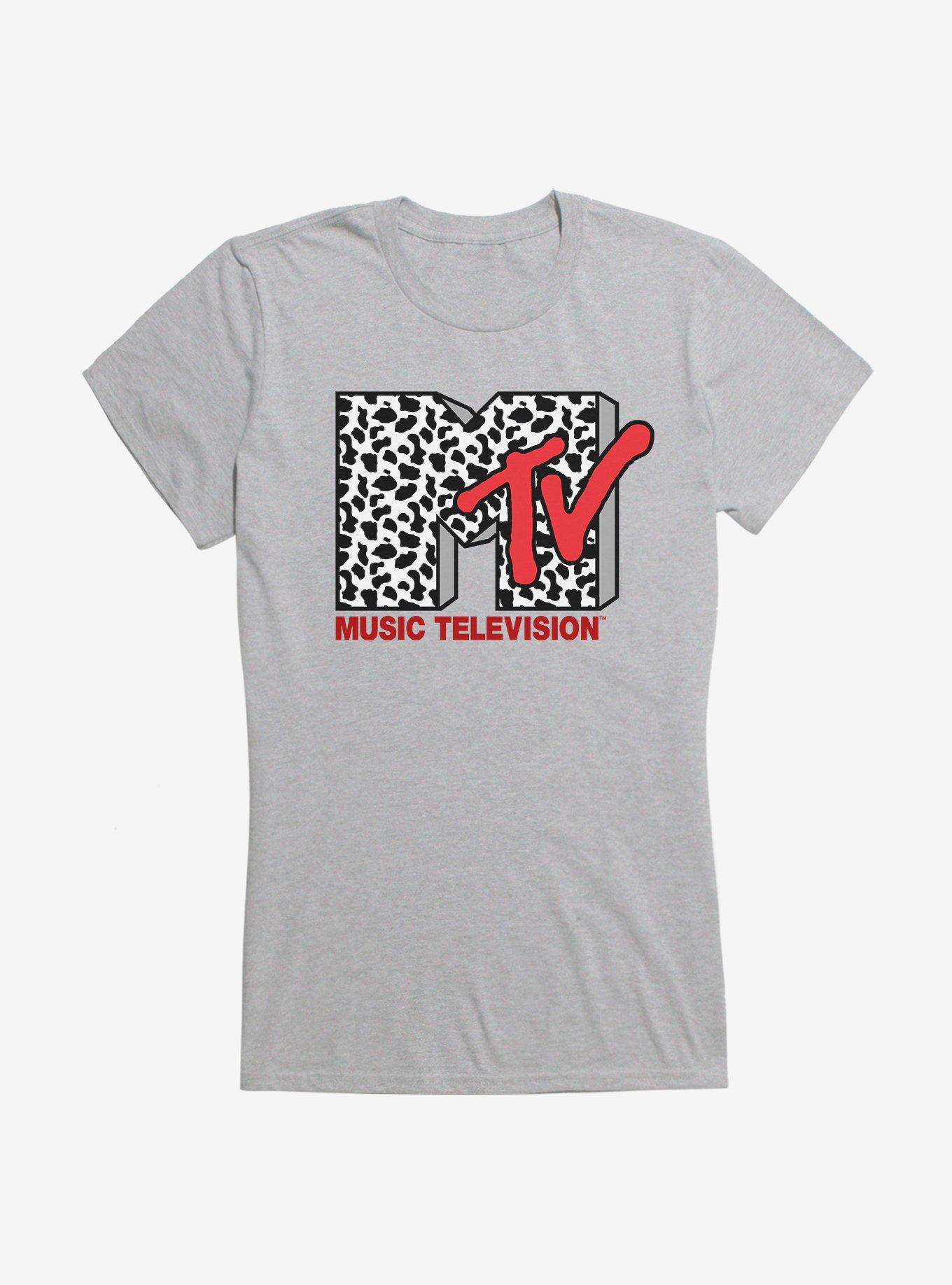 MTV Cow Print Logo Girls T-Shirt, HEATHER, hi-res