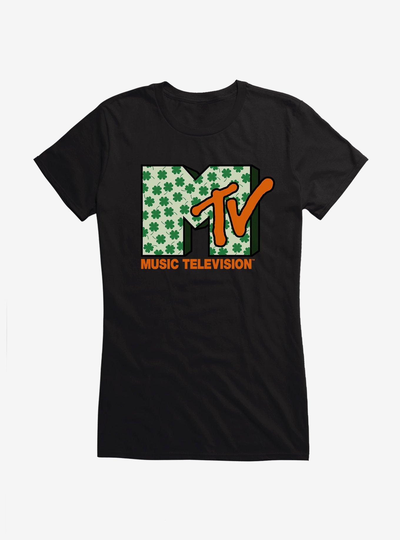 MTV Four Leaf Clover Logo Girls T-Shirt, BLACK, hi-res
