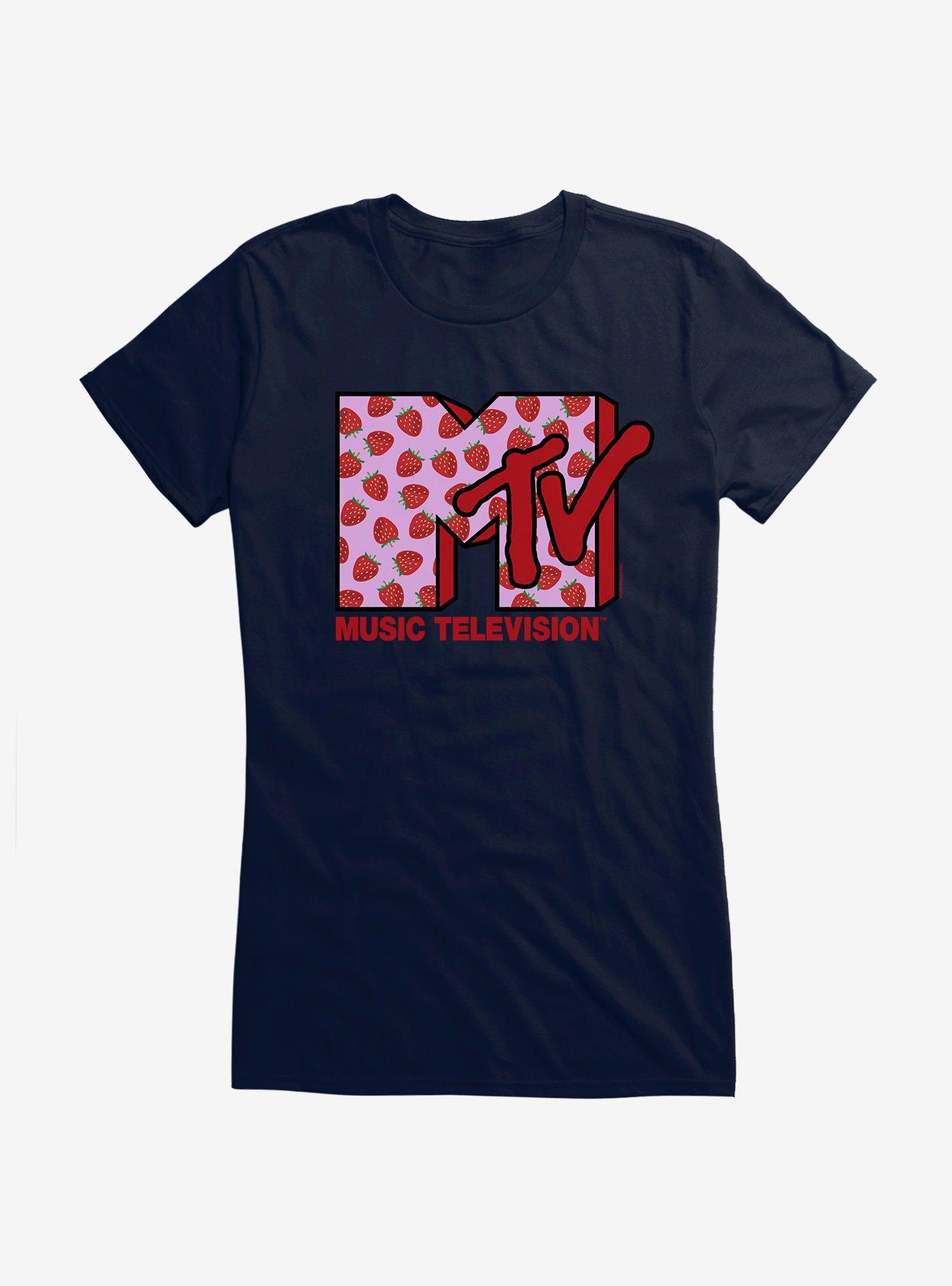 MTV Strawberries Logo Girls T-Shirt, NAVY, hi-res