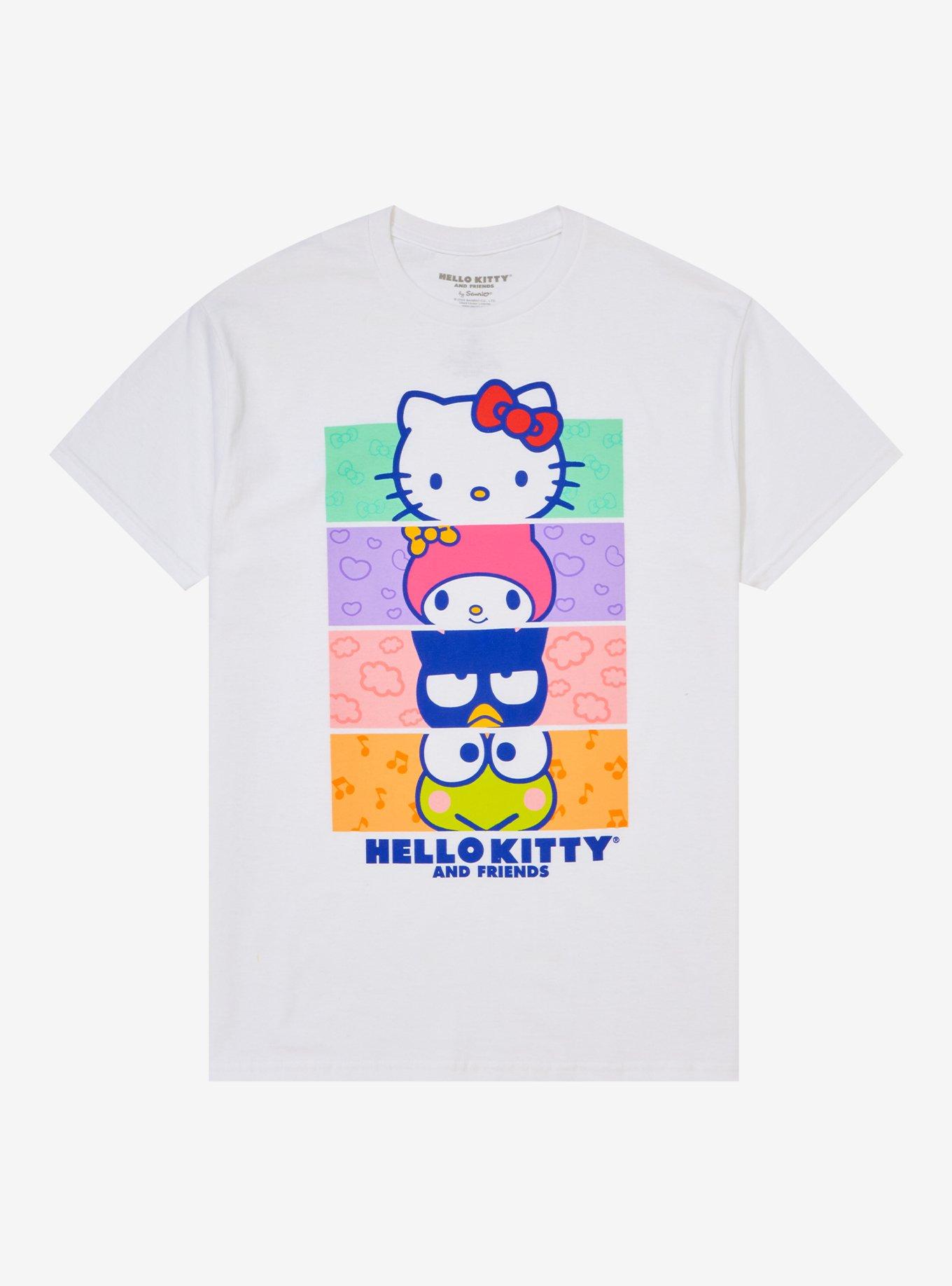 Hot Topic Hello Kitty And Friends Rainbow Checkered Tie-Dye Boyfriend Fit  Girls T-Shirt