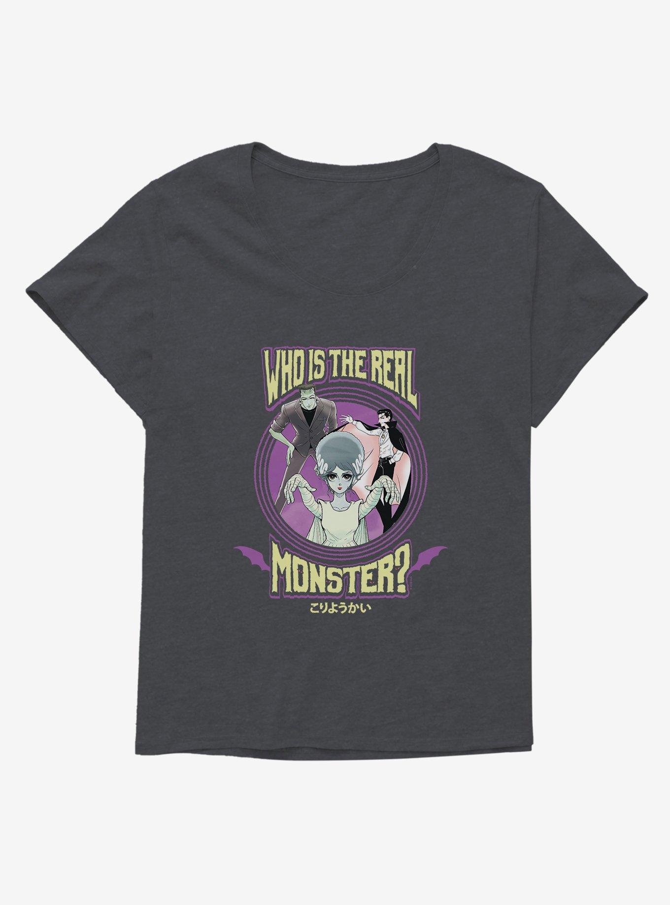 Universal Anime Monsters Real Monster Trio Womens T-Shirt Plus Size, CHARCOAL HEATHER, hi-res