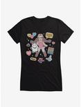 Bee And Puppycat Sticker Icons Girls T-Shirt, BLACK, hi-res