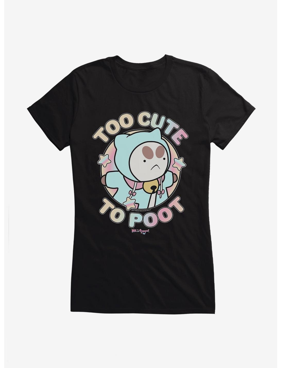 Bee And Puppycat Too Cute To Poot Girls T-Shirt, BLACK, hi-res