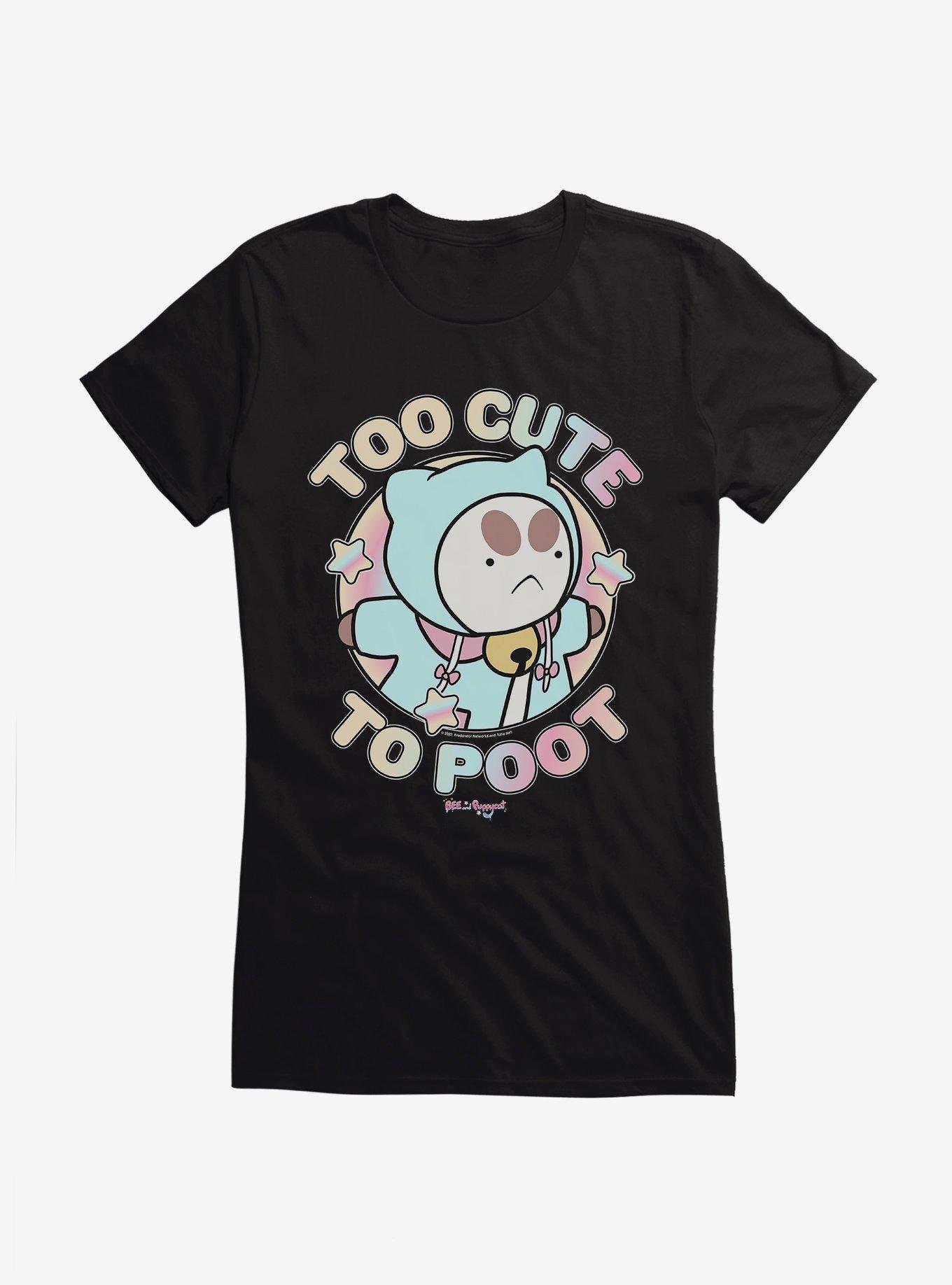 Bee And Puppycat Too Cute To Poot Girls T-Shirt, BLACK, hi-res