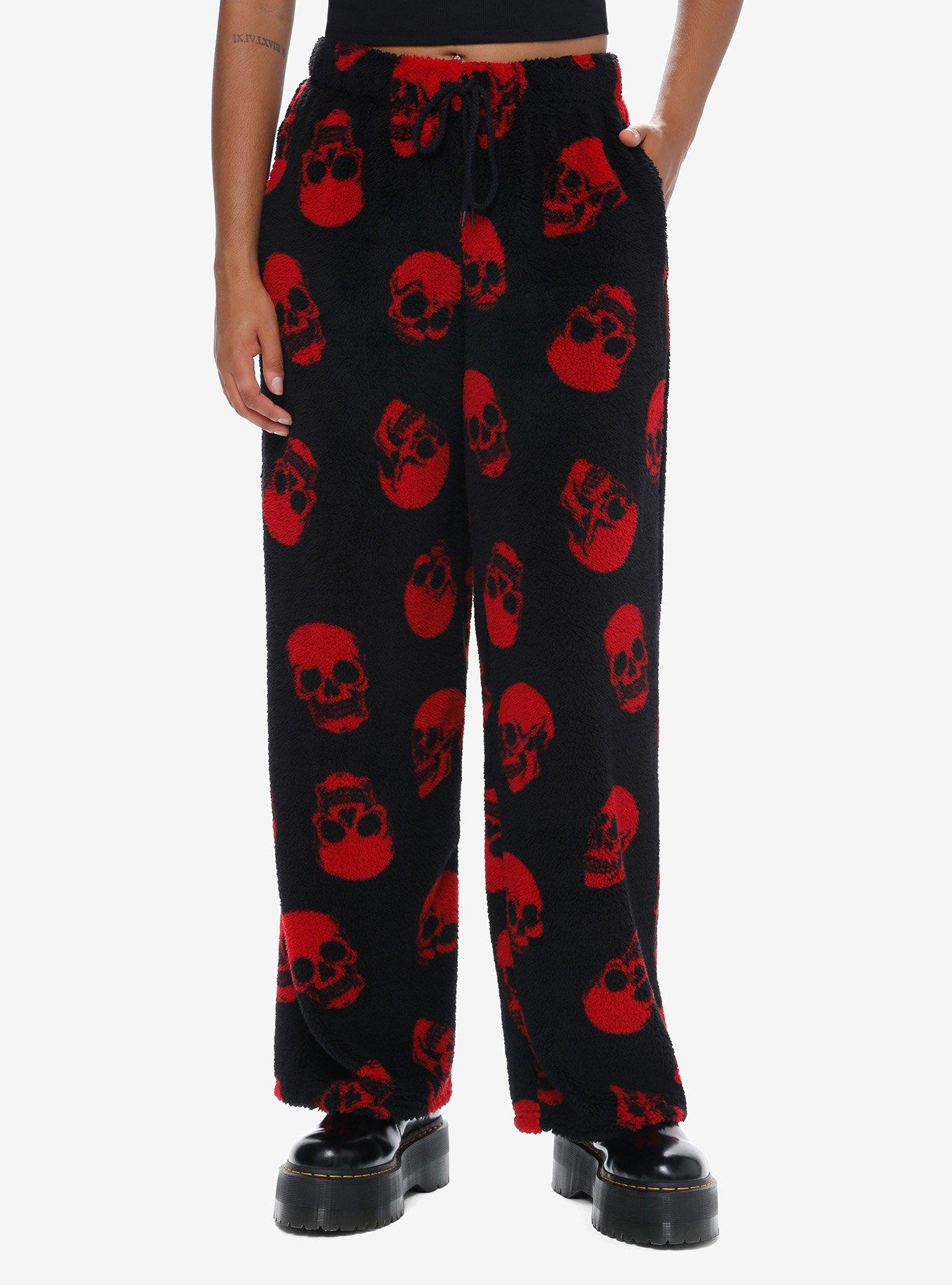 Social Collision Red Skulls Sherpa Girls Lounge Pants