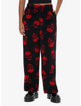 Social Collision Red Skulls Sherpa Girls Lounge Pants, , hi-res