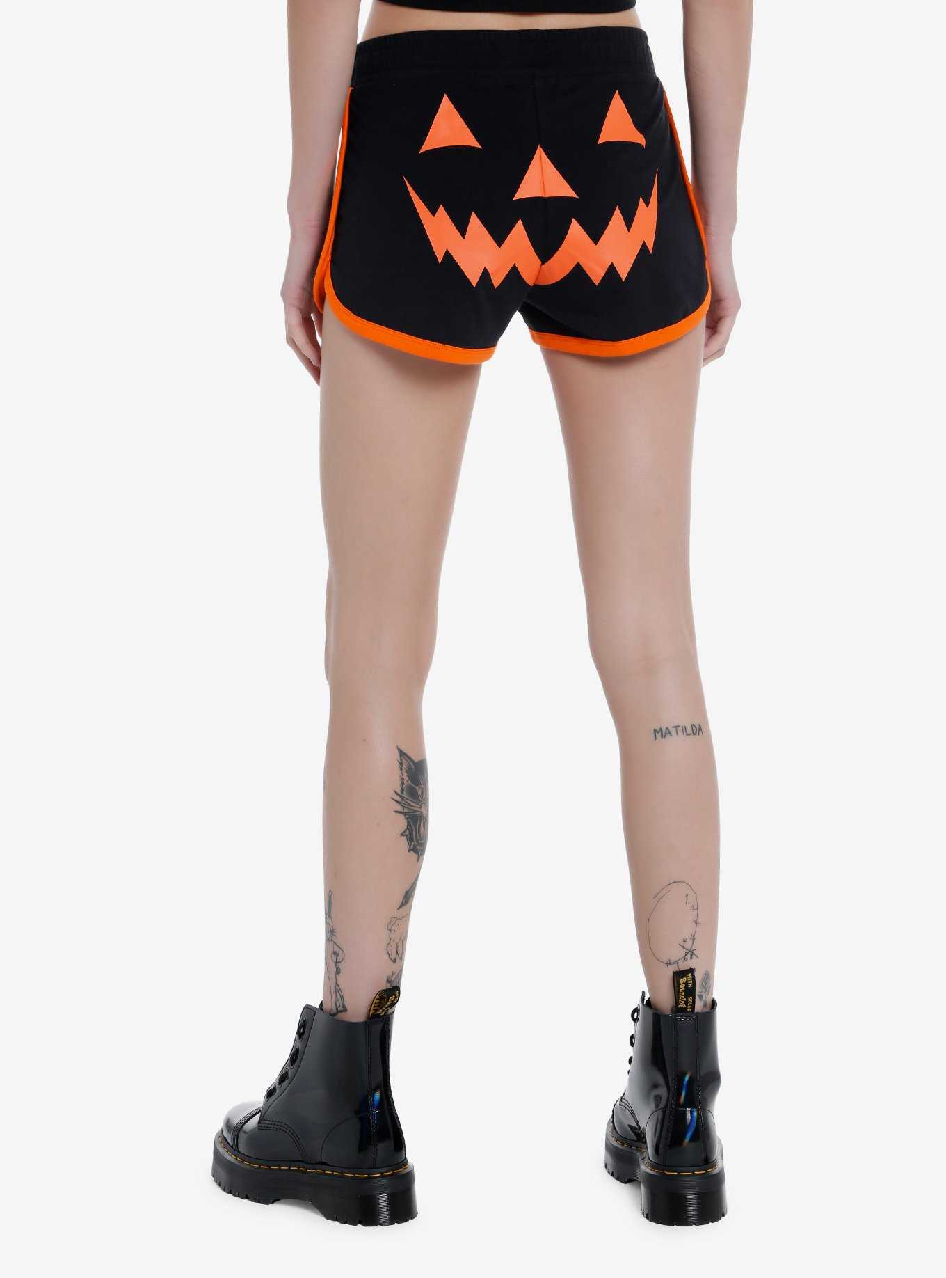 Social Collision Black & Orange Pumpkin Soft Shorts, , hi-res