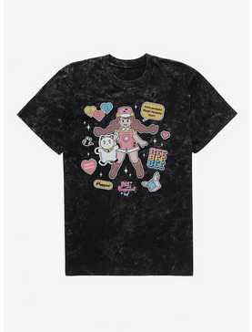 Bee And Puppycat Sticker Icons Mineral Wash T-Shirt, , hi-res