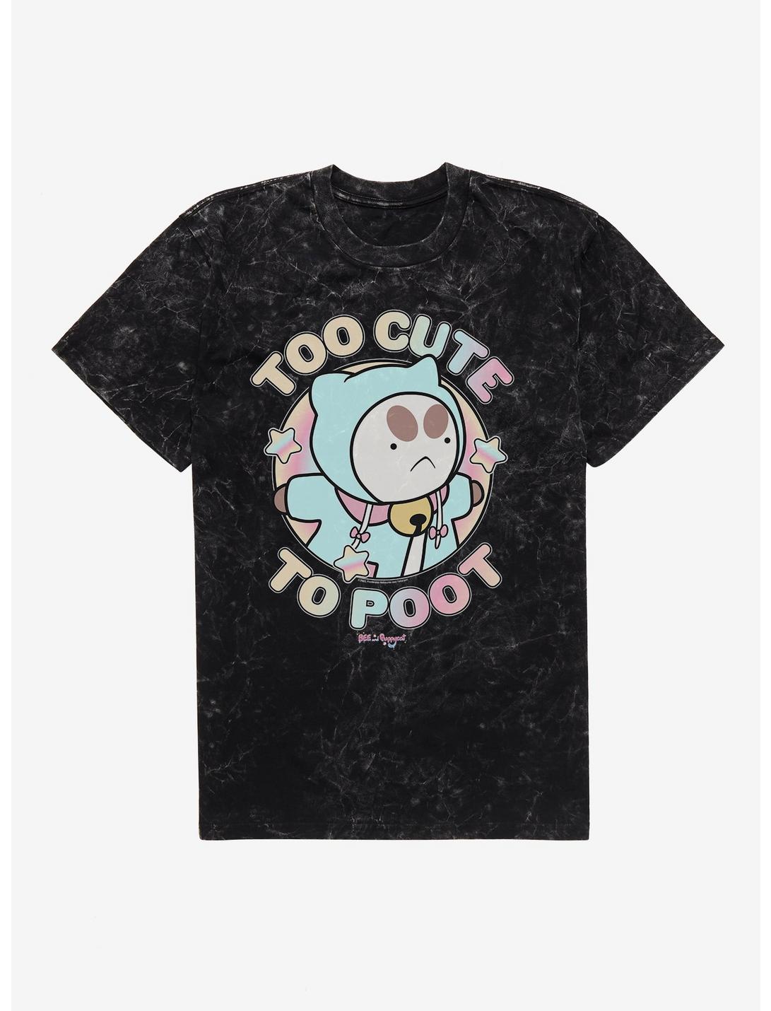 Bee And Puppycat Too Cute To Poot Mineral Wash T-Shirt, BLACK MINERAL WASH, hi-res