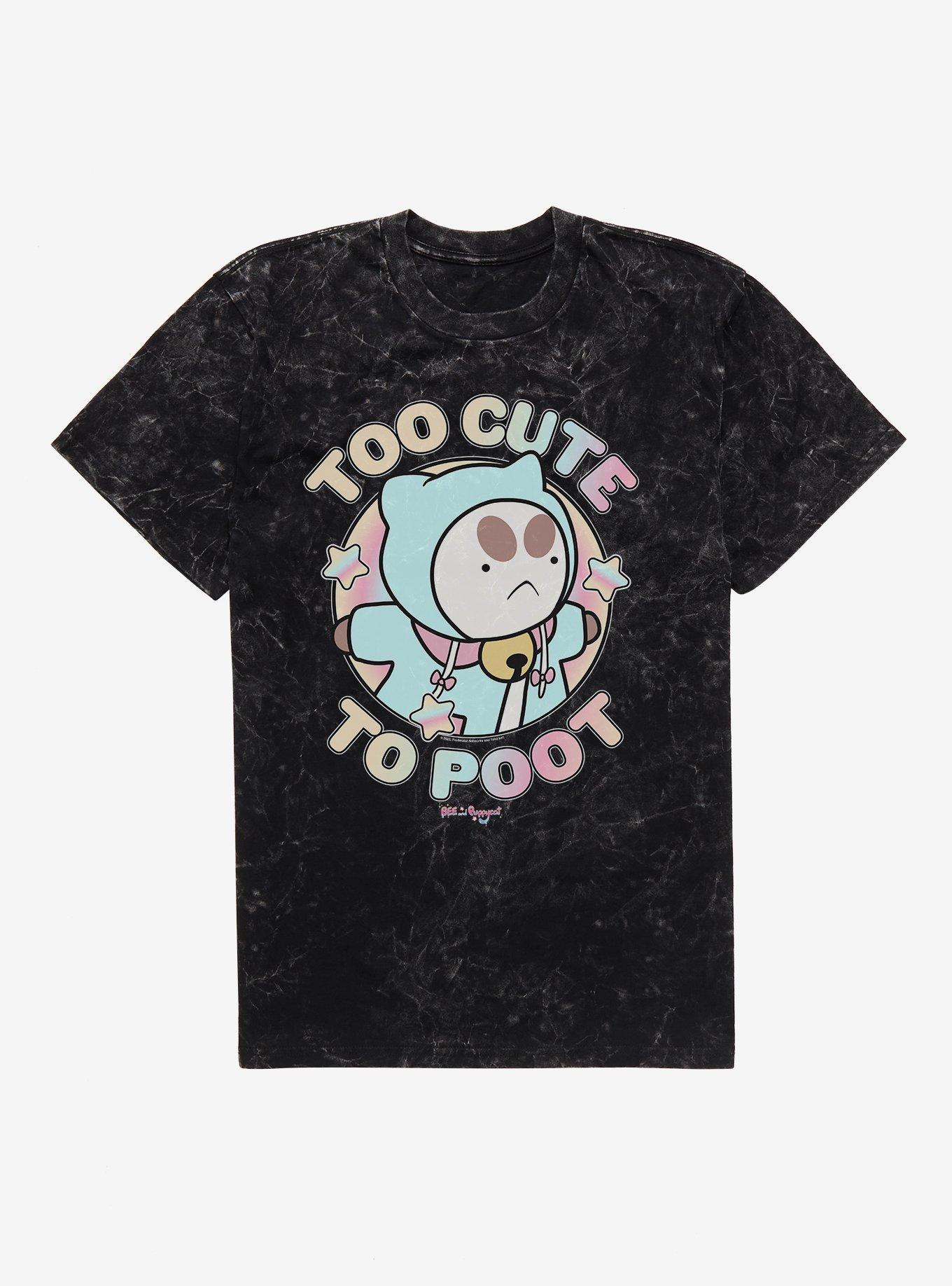 Bee And Puppycat Too Cute To Poot Mineral Wash T-Shirt, BLACK MINERAL WASH, hi-res