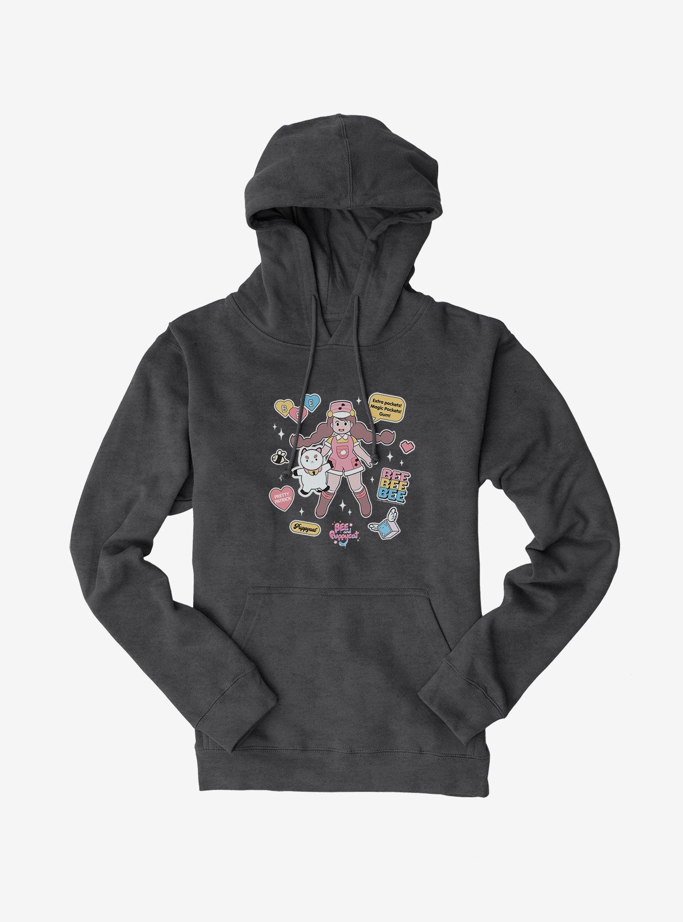 Bee And Puppycat Sticker Icons Hoodie, CHARCOAL HEATHER, hi-res