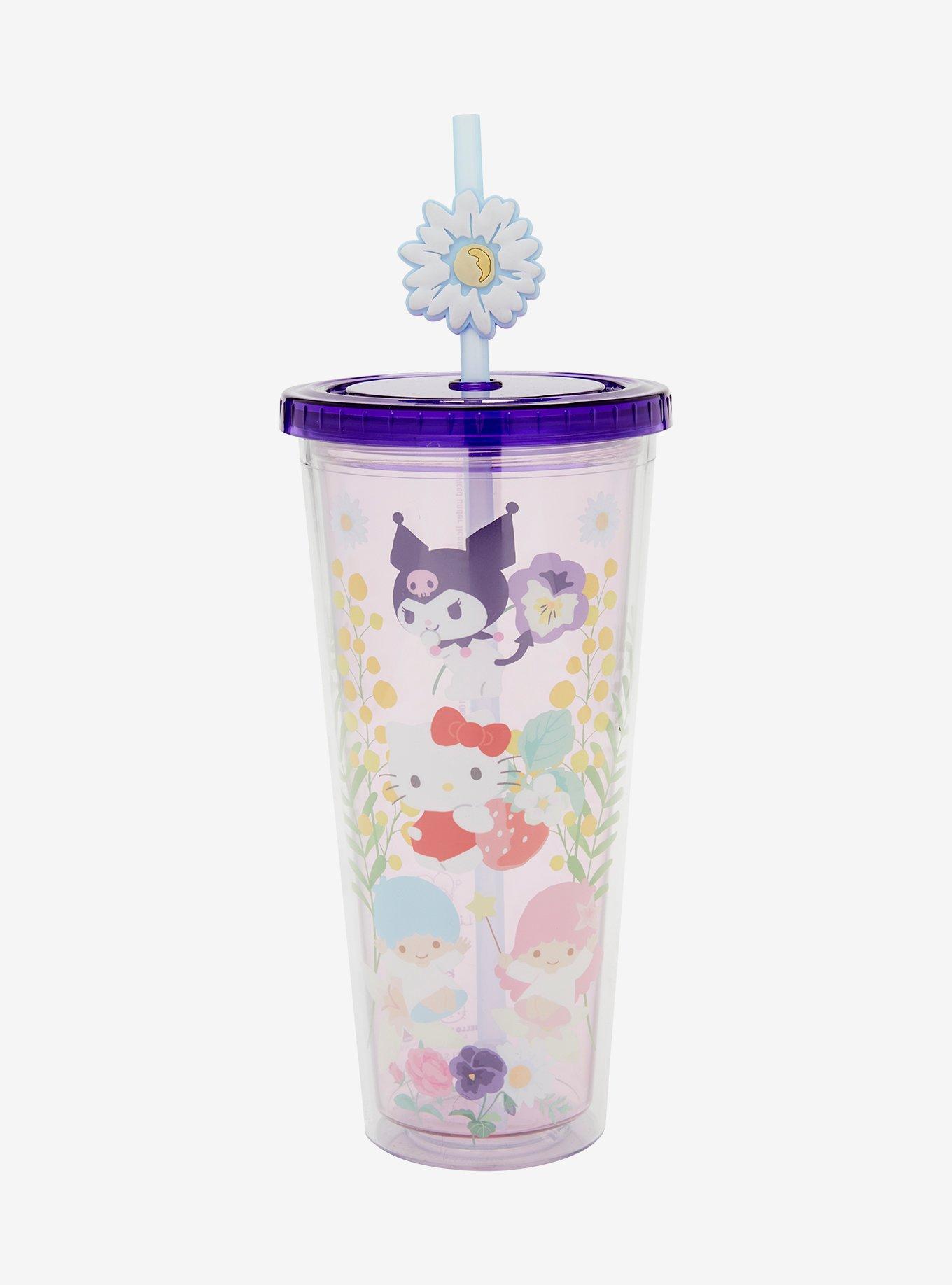 Sanrio Hello Kitty and Friends Floral Allover Print Carnival Cup with Straw Charm