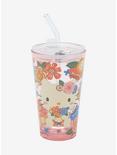 Sanrio Hello Kitty Floral Pint Glass with Lid and Straw, , hi-res