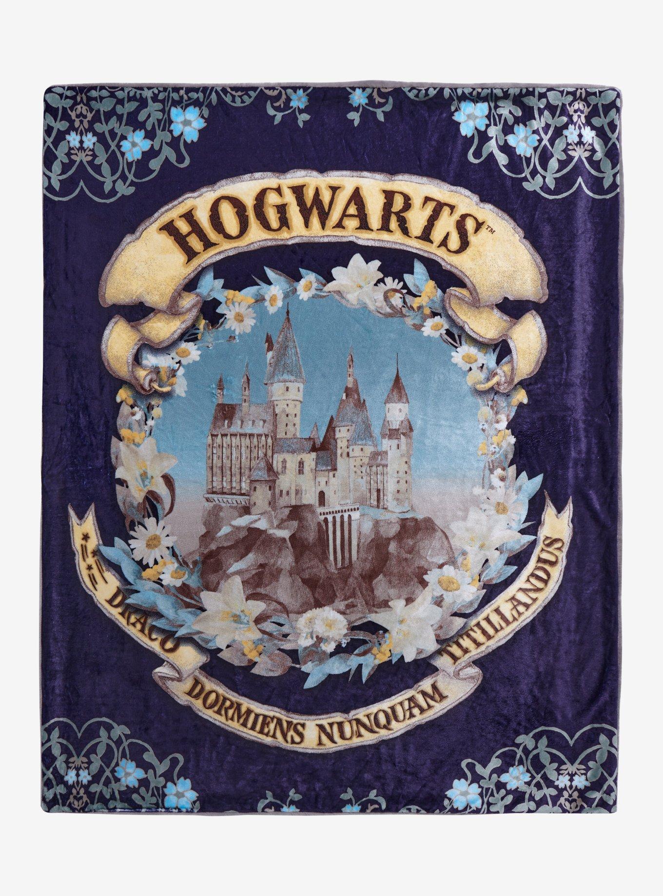 Harry Potter Floral Hogwarts Castle Faux Fur Lined Throw - BoxLunch Exclusive, , hi-res