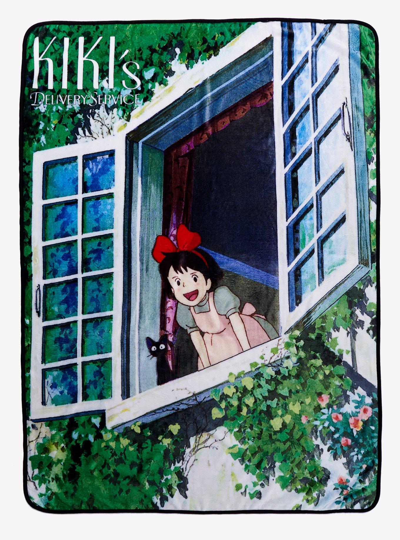 Studio Ghibli Kiki's Delivery Service Kiki and Jiji Window Fleece Throw, , hi-res