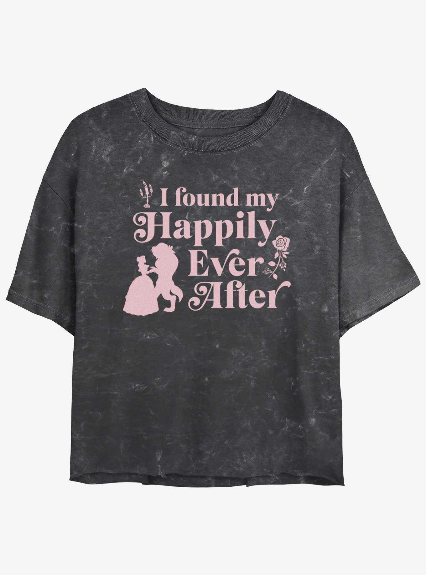 Disney Beauty And The Beast Found My Happily Ever After Womens Mineral Wash Crop T-Shirt, , hi-res