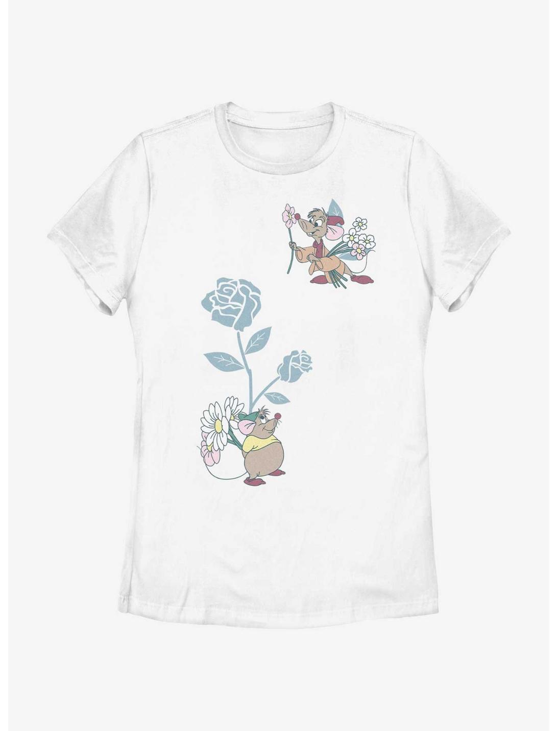 Disney Cinderella Mice Flowers Womens T-Shirt, WHITE, hi-res