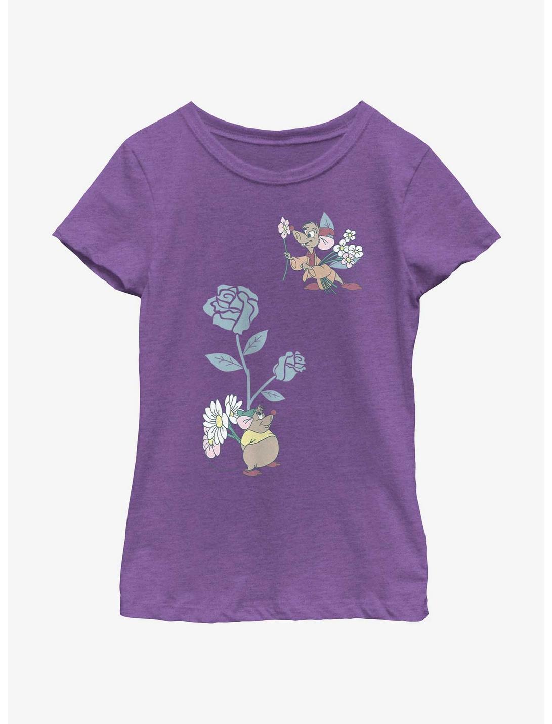 Disney Cinderella Mice Flowers Youth Girls T-Shirt, PURPLE BERRY, hi-res