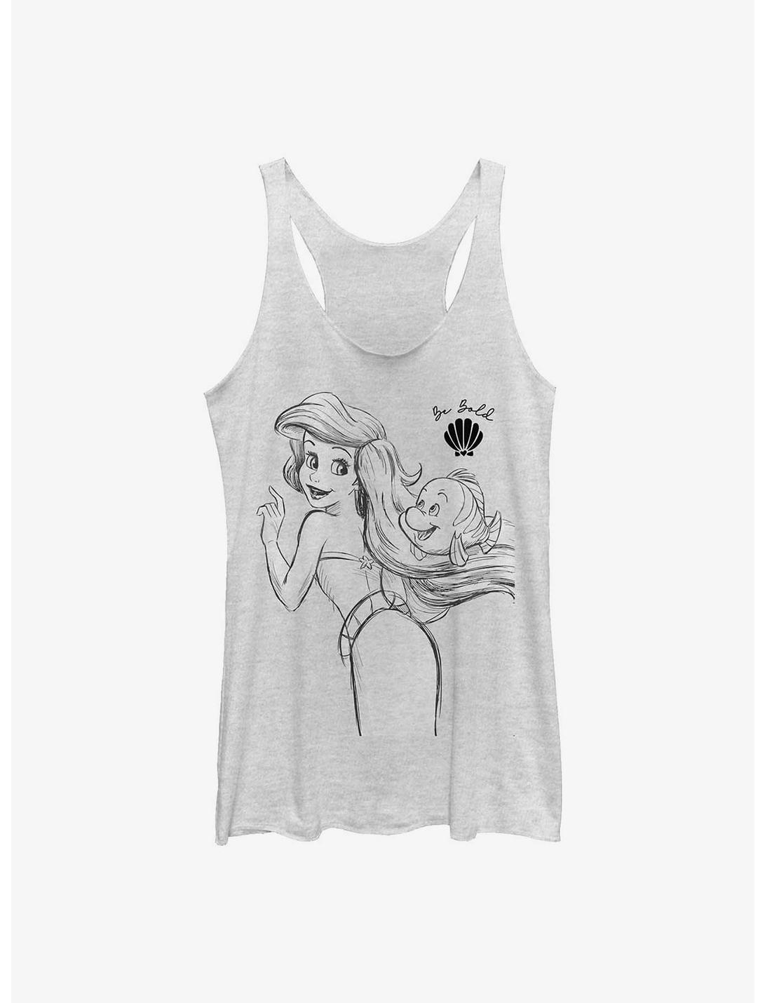 Disney The Little Mermaid Ariel And Flounder Sketch Womens Tank Top, WHITE HTR, hi-res