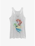 Disney The Little Mermaid Ariel Watercolor Womens Tank Top, WHITE HTR, hi-res