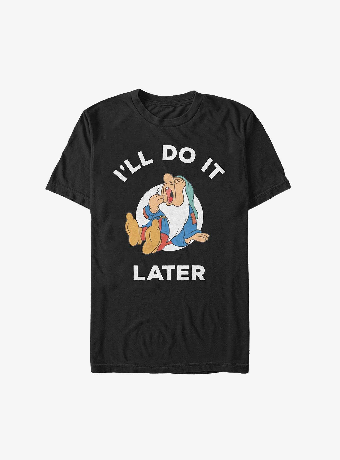 Disney Snow White And The Seven Dwarfs Sleepy Do It Later T-Shirt, BLACK, hi-res