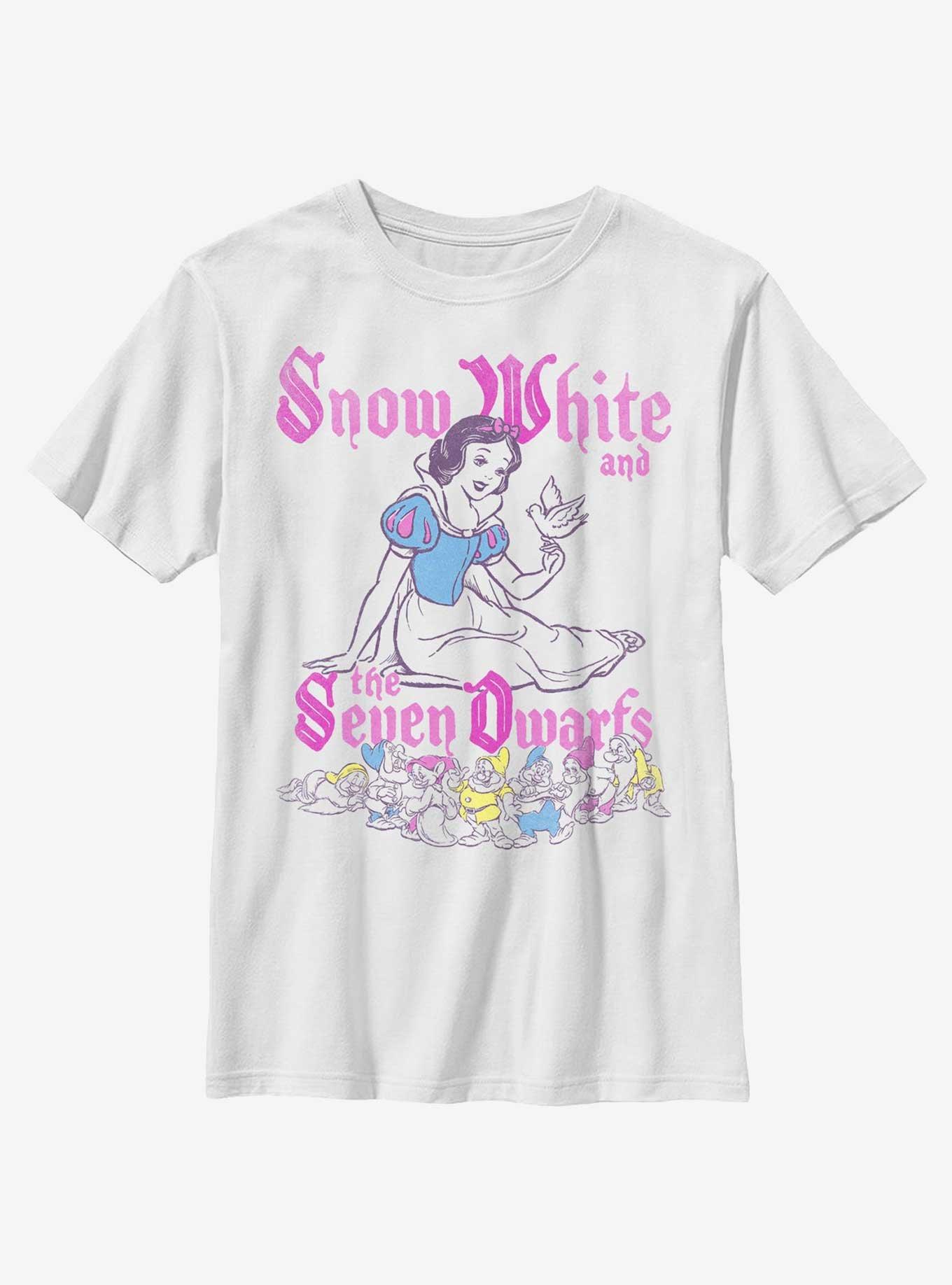 Disney Snow White And The Seven Dwarfs Pop Art Youth T-Shirt, WHITE, hi-res