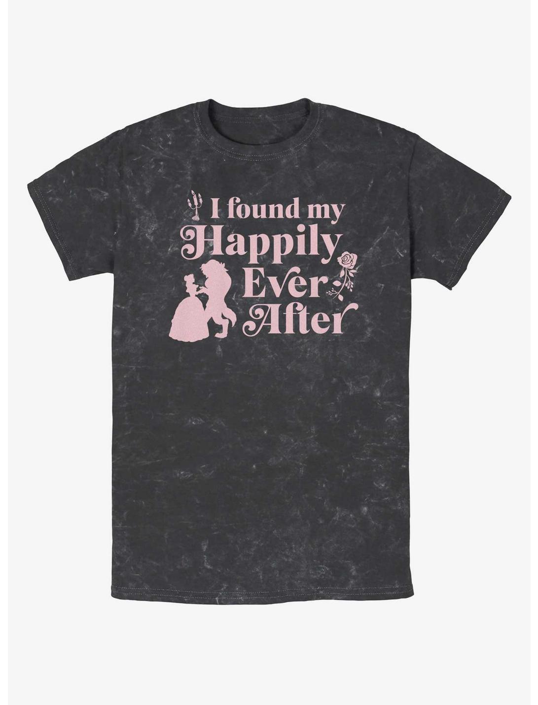 Disney Beauty And The Beast Found My Happily Ever After Mineral Wash T-Shirt, BLACK, hi-res