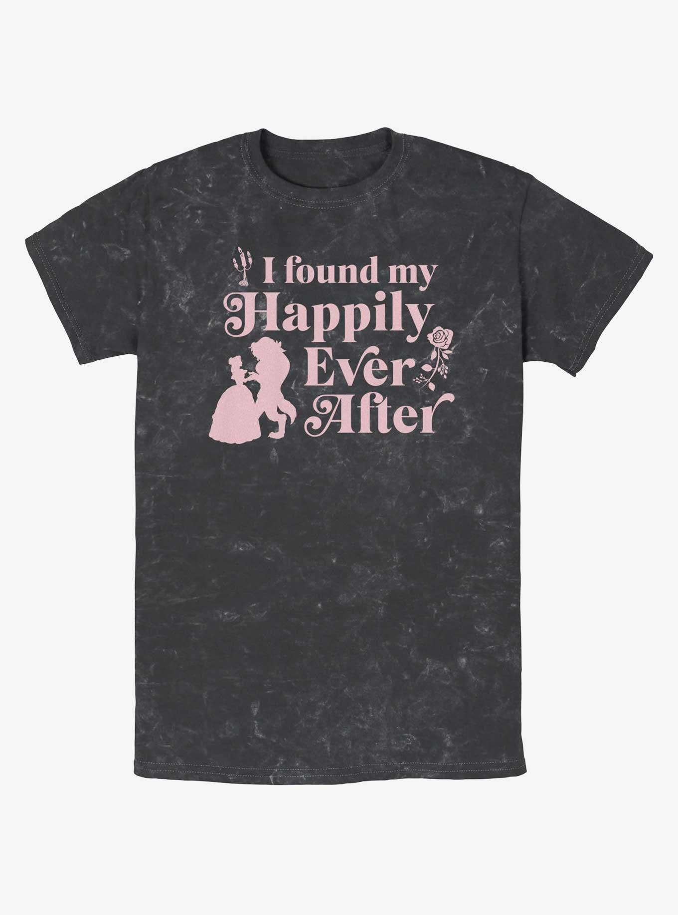 Disney Beauty And The Beast Found My Happily Ever After Mineral Wash T-Shirt, BLACK, hi-res