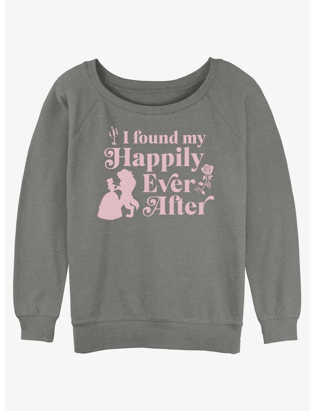 Disney Beauty And The Beast Found My Happily Ever After Womens Slouchy Sweatshirt, GRAY HTR, hi-res
