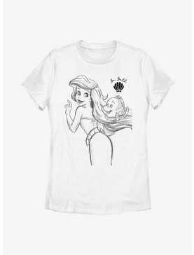 Disney The Little Mermaid Ariel And Flounder Sketch Womens T-Shirt, , hi-res