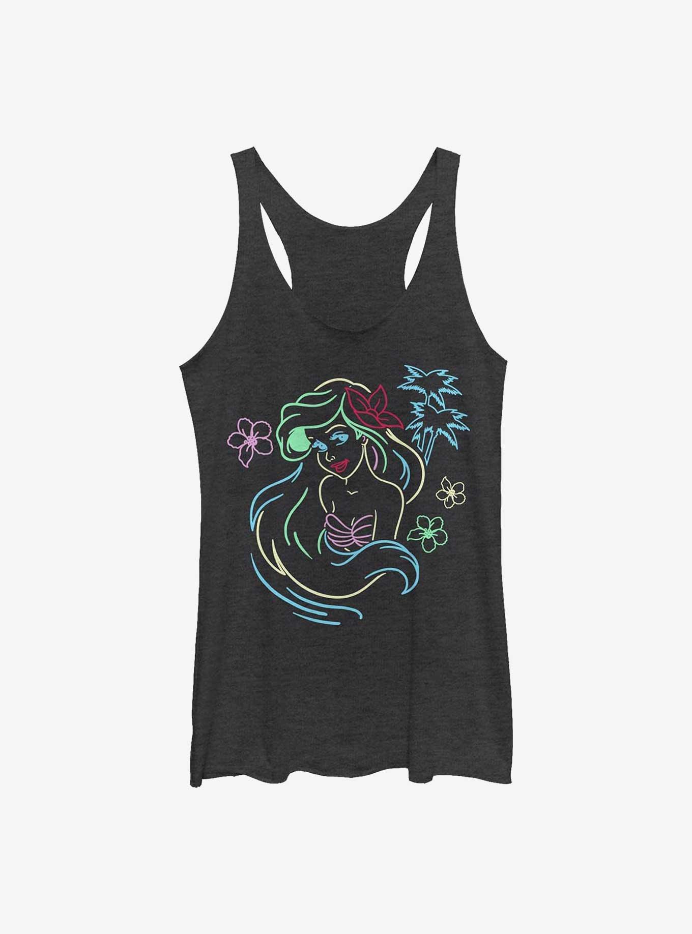 Disney The Little Mermaid Ariel Color Line Art Womens Tank Top, BLK HTR, hi-res