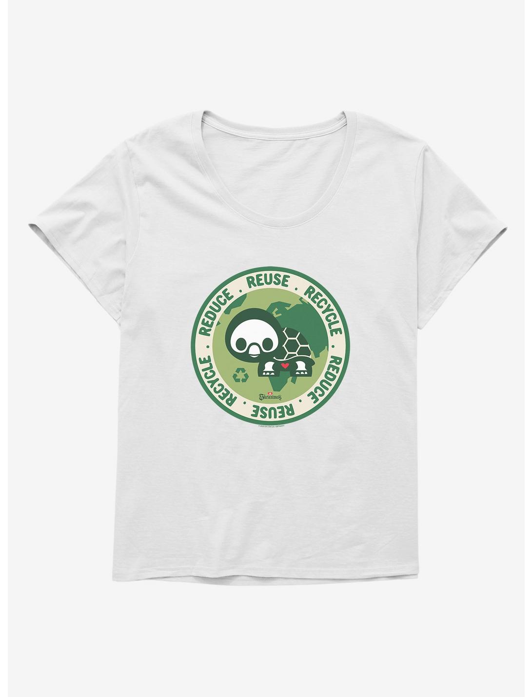 Skelanimals Pudge Reduce Reuse Recycle Girls T-Shirt Plus Size, WHITE, hi-res