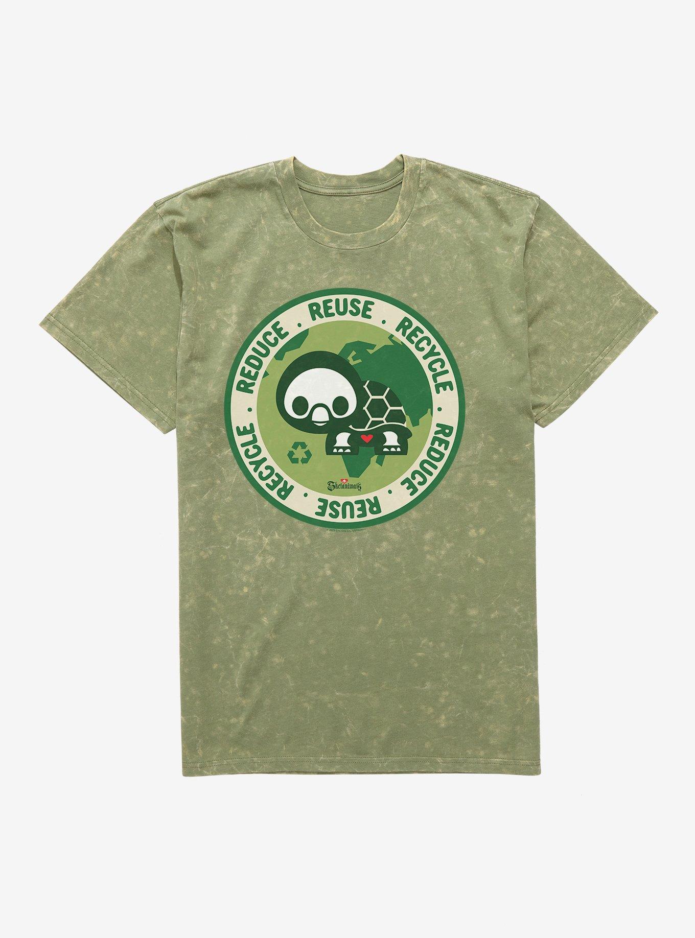 Skelanimals Pudge Reduce Reuse Recycle Mineral Wash T-Shirt, , hi-res
