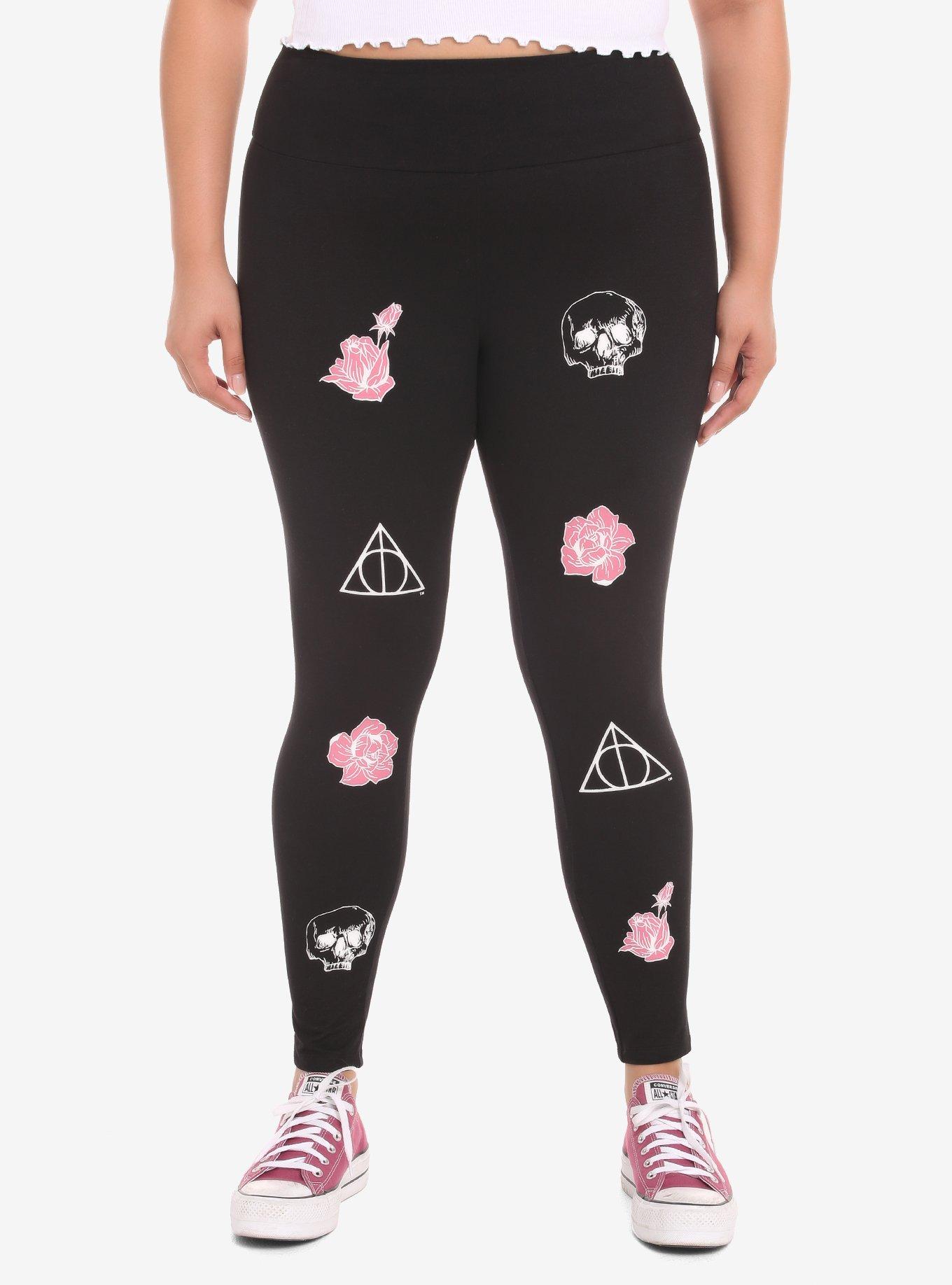 Harry Potter Deathly Hallows Floral Leggings Plus Size