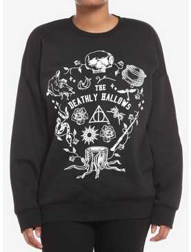 Harry Potter Deathly Hallows Puffed Ink Girls Oversized Sweatshirt, , hi-res