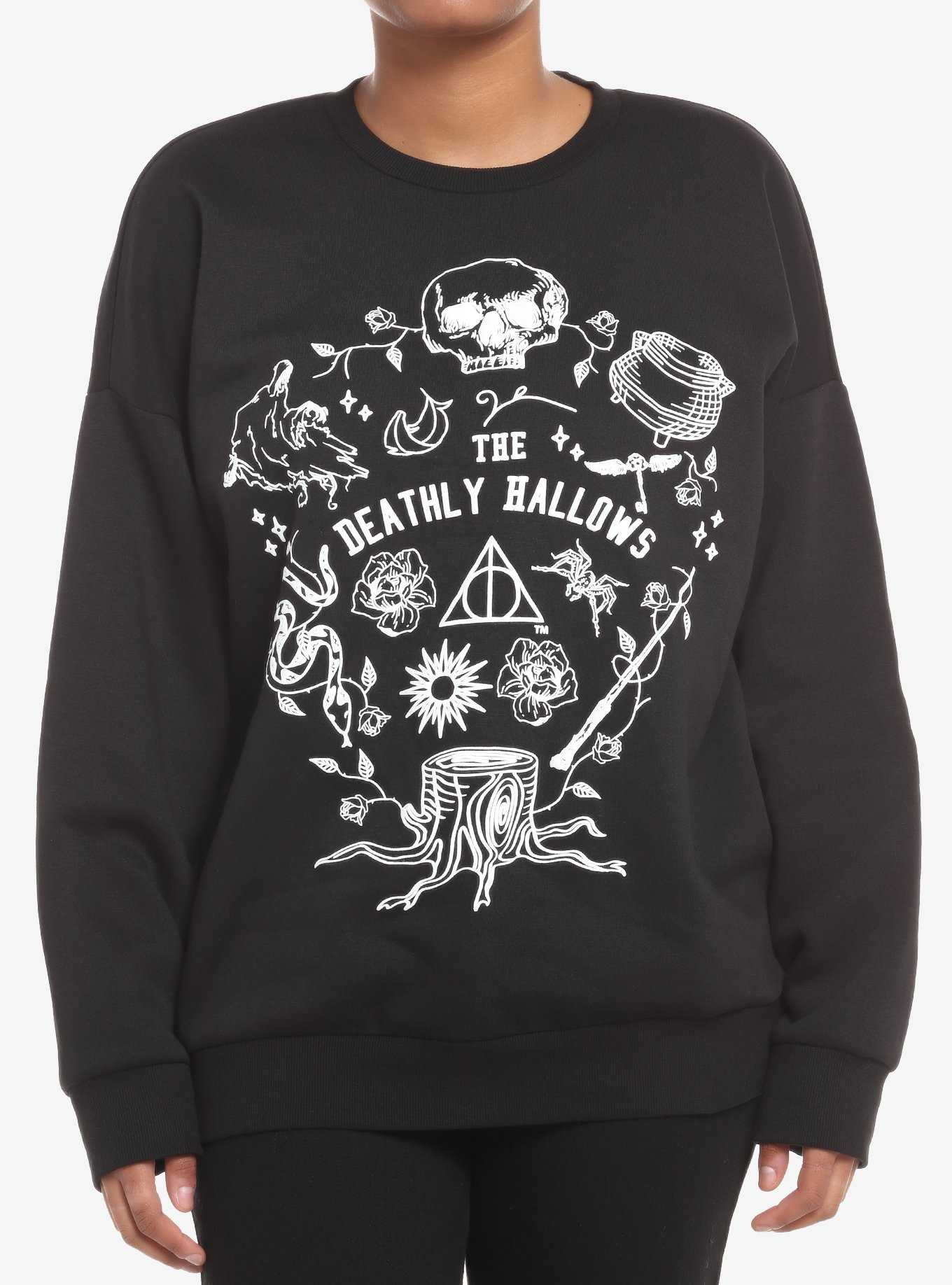 Harry Potter Deathly Hallows Puffed Ink Girls Oversized Sweatshirt, , hi-res