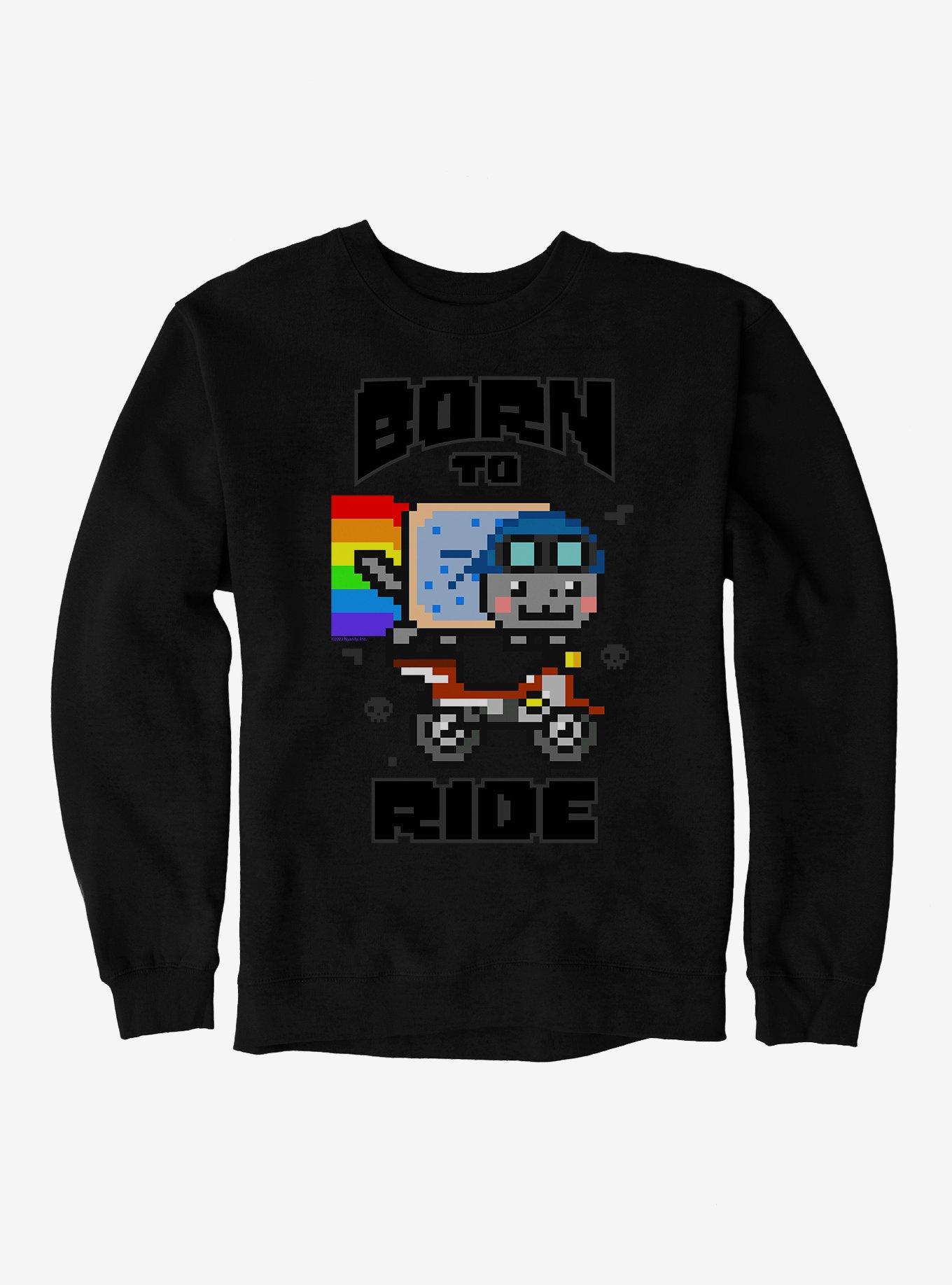 Nyan Cat Born To Ride Sweatshirt, , hi-res