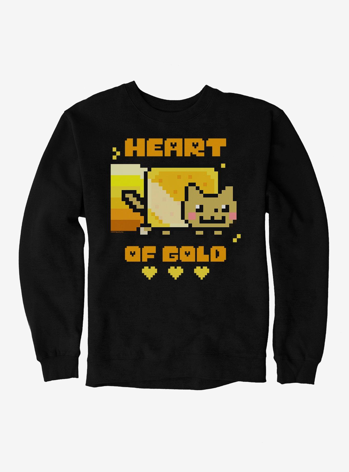 Nyan Cat Heart Of Gold Sweatshirt, BLACK, hi-res