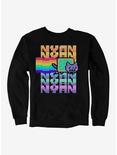 Nyan Cat Pastel Rainbow Sweatshirt, BLACK, hi-res