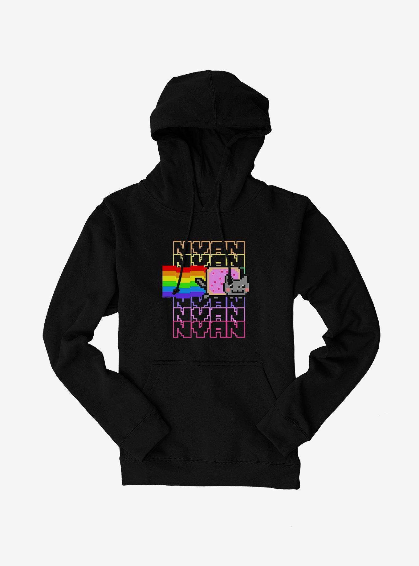 Nyan Cat Rainbow Hoodie, BLACK, hi-res
