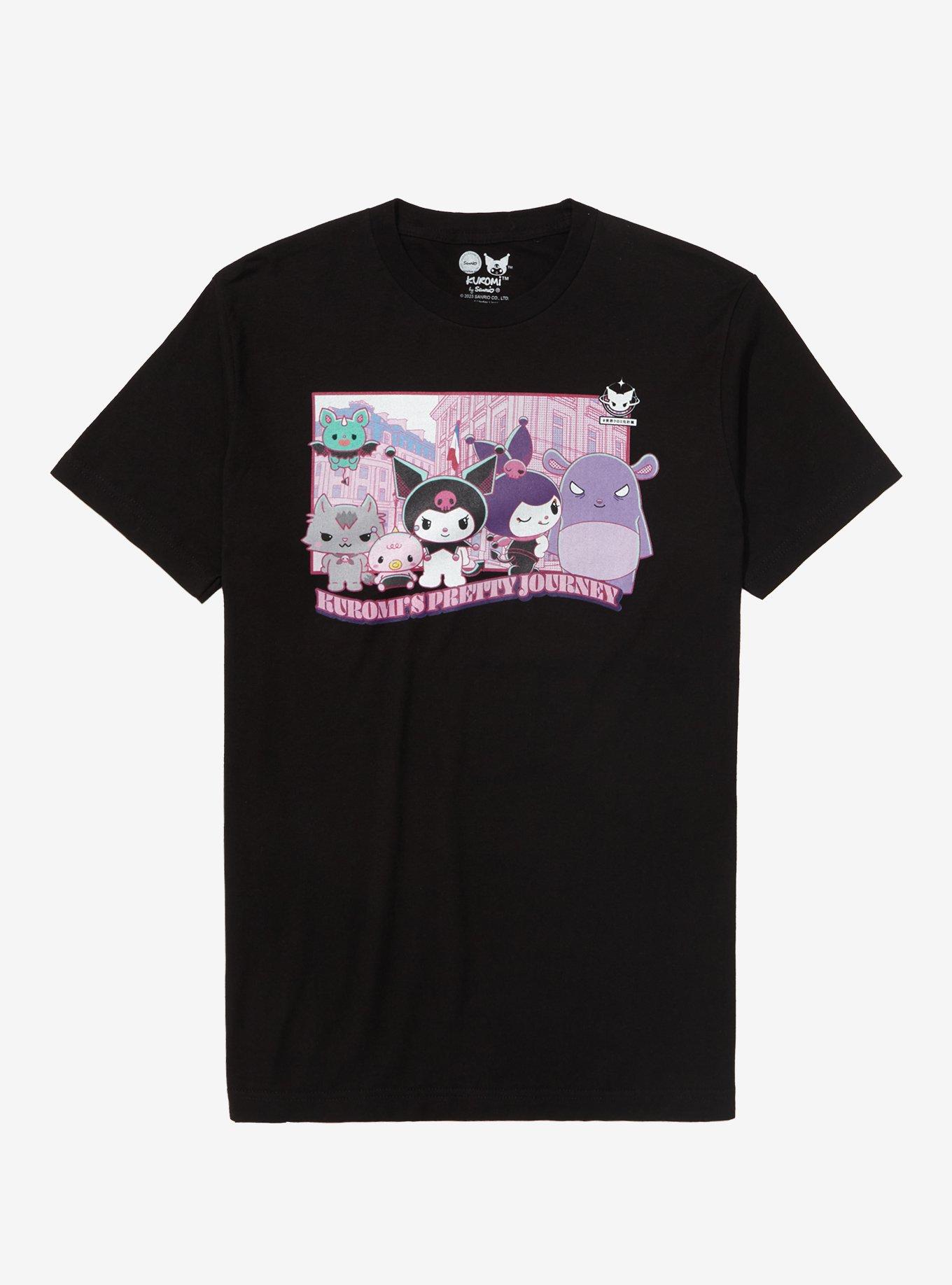 Sanrio Kuromi Anime Hearts & Skulls Unisex Black Graphic Tee Shirt-L
