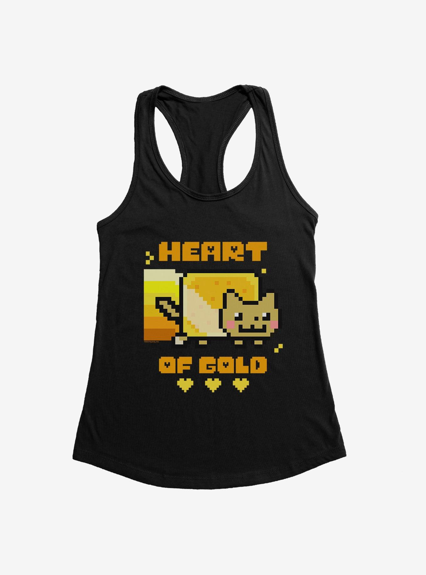 Nyan Cat Heart Of Gold Girls Tank, BLACK, hi-res