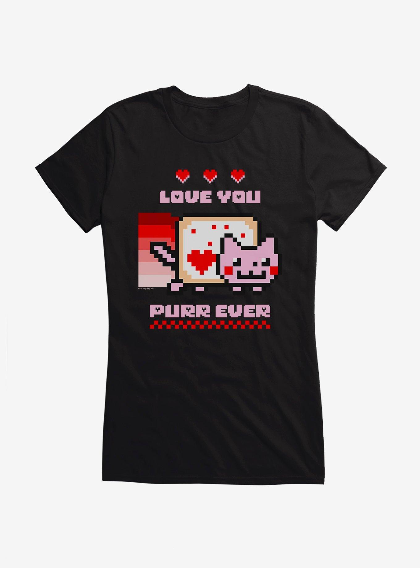 Nyan Cat Love You Purr Ever Girls T-Shirt, BLACK, hi-res