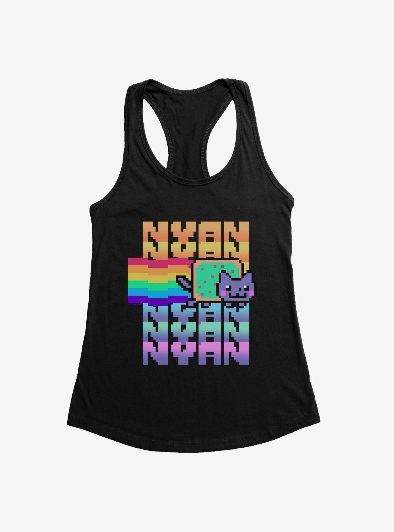 Nyan Cat Pastel Rainbow Girls Tank, BLACK, hi-res
