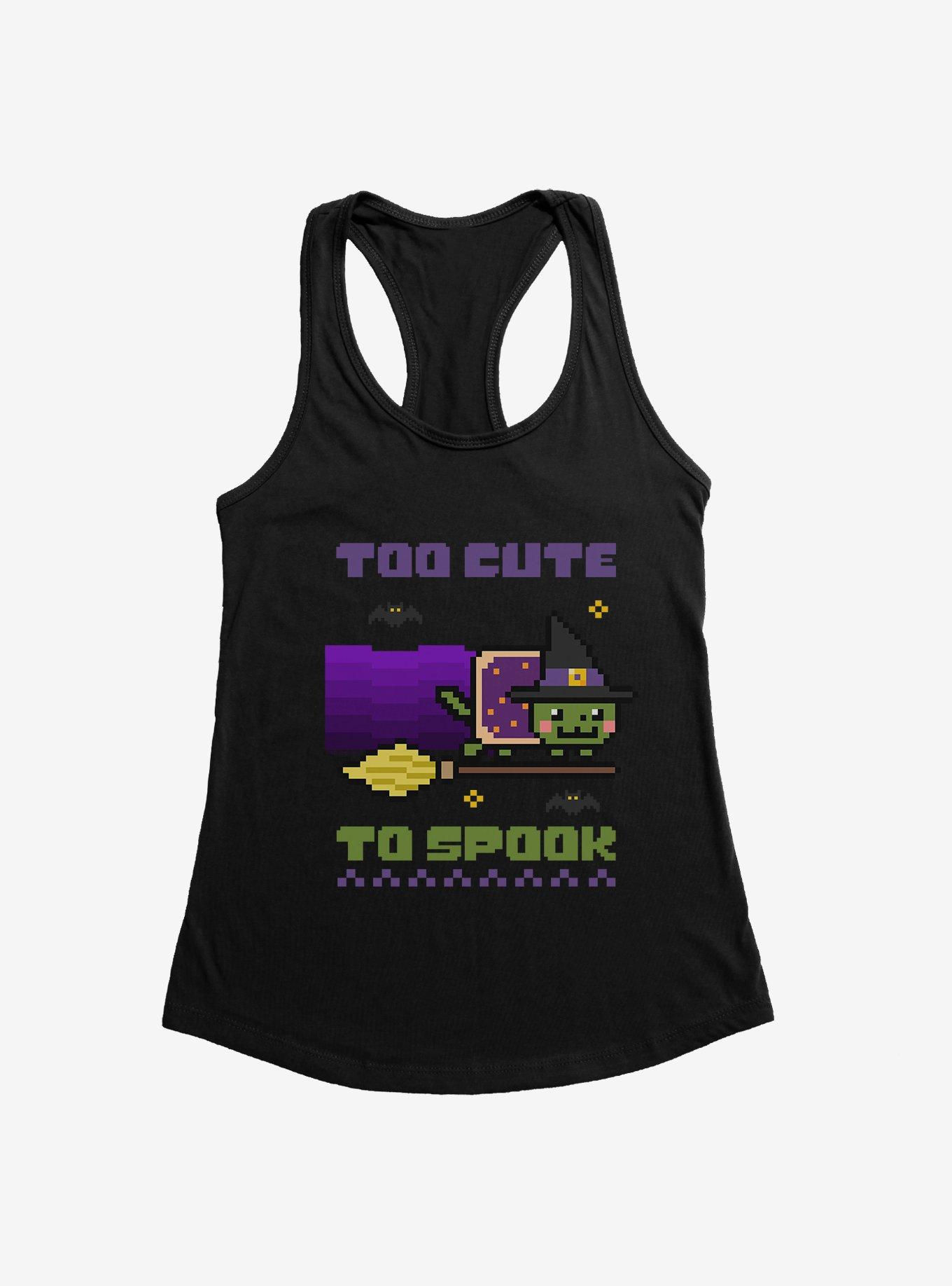 Nyan Cat Too Cute To Spook Girls Tank, BLACK, hi-res