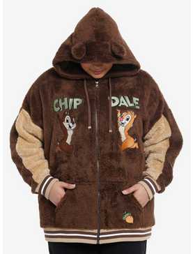 Disney Chip 'N Dale Fuzzy Oversized Hoodie Plus Size, , hi-res