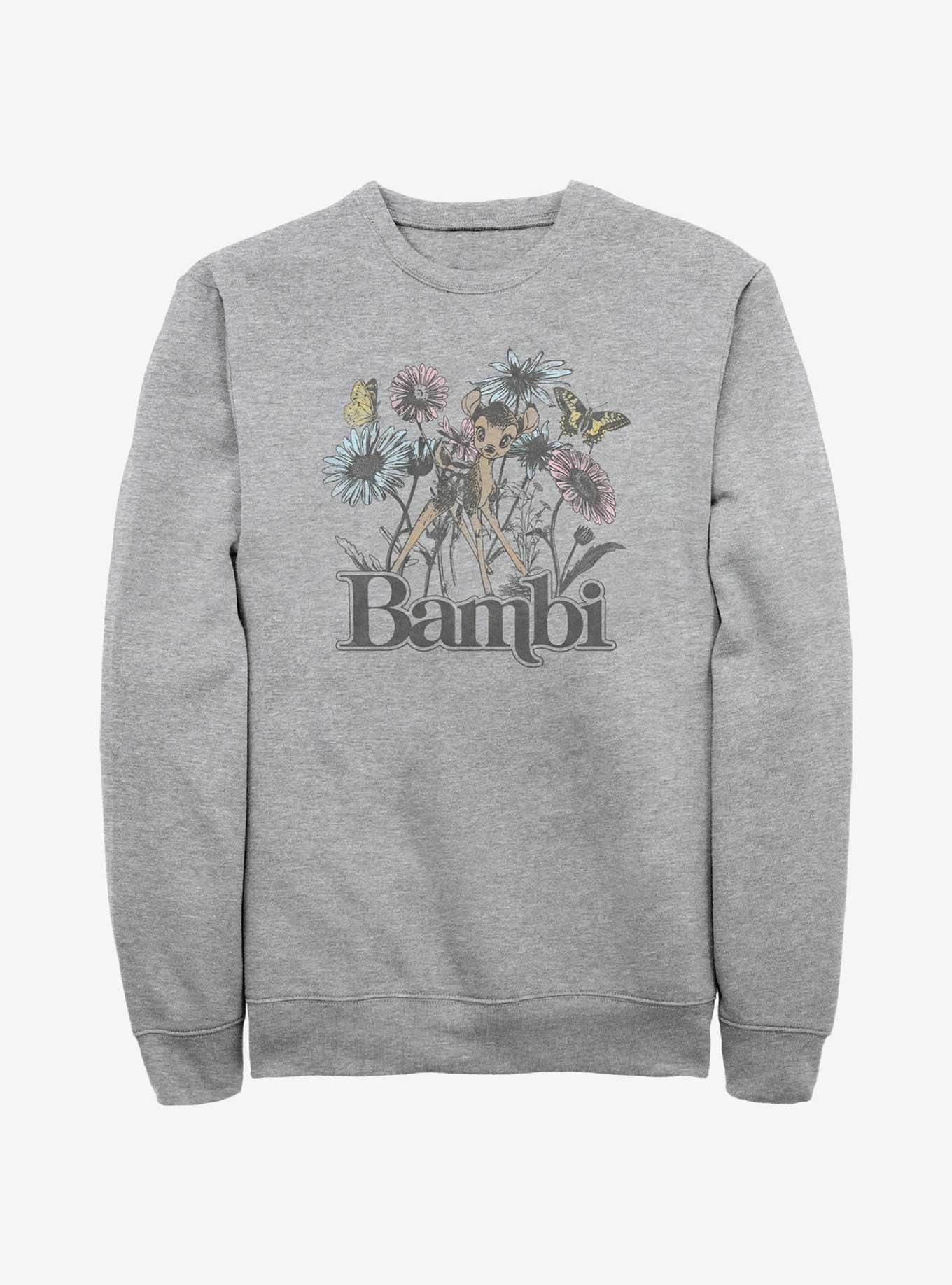 Disney Bambi Watercolor Floral Sweatshirt - GREY | Hot Topic