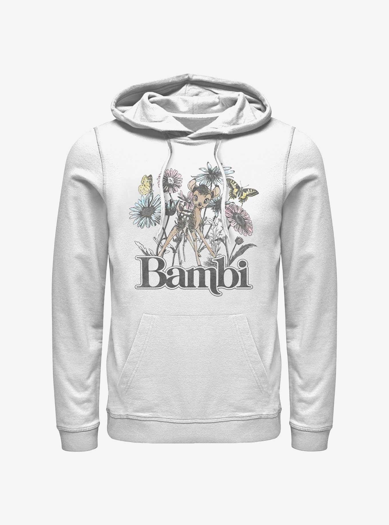 Disney Bambi Watercolor Floral Hoodie, WHITE, hi-res