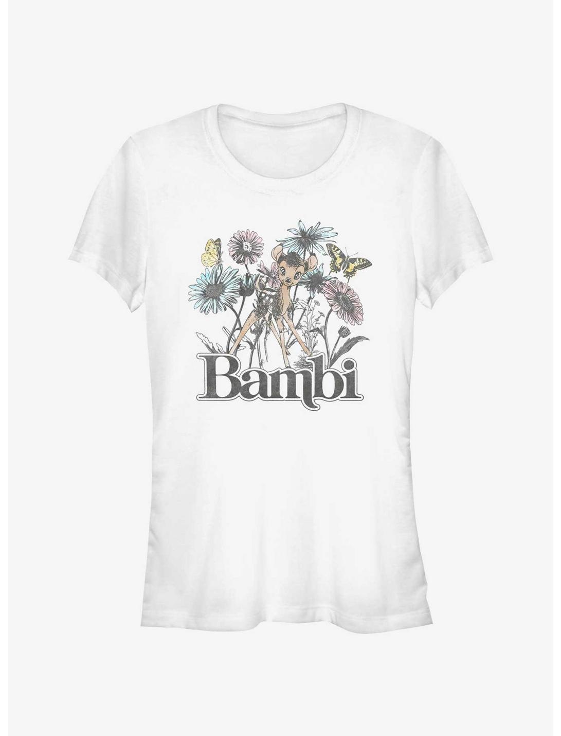 Disney Bambi Watercolor Floral Girls T-Shirt, WHITE, hi-res